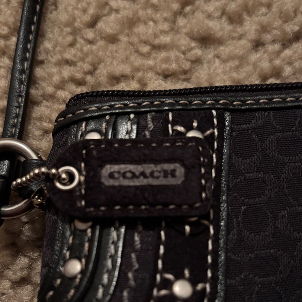 Coach Black Signature Wristlet - Picture 2 of 2